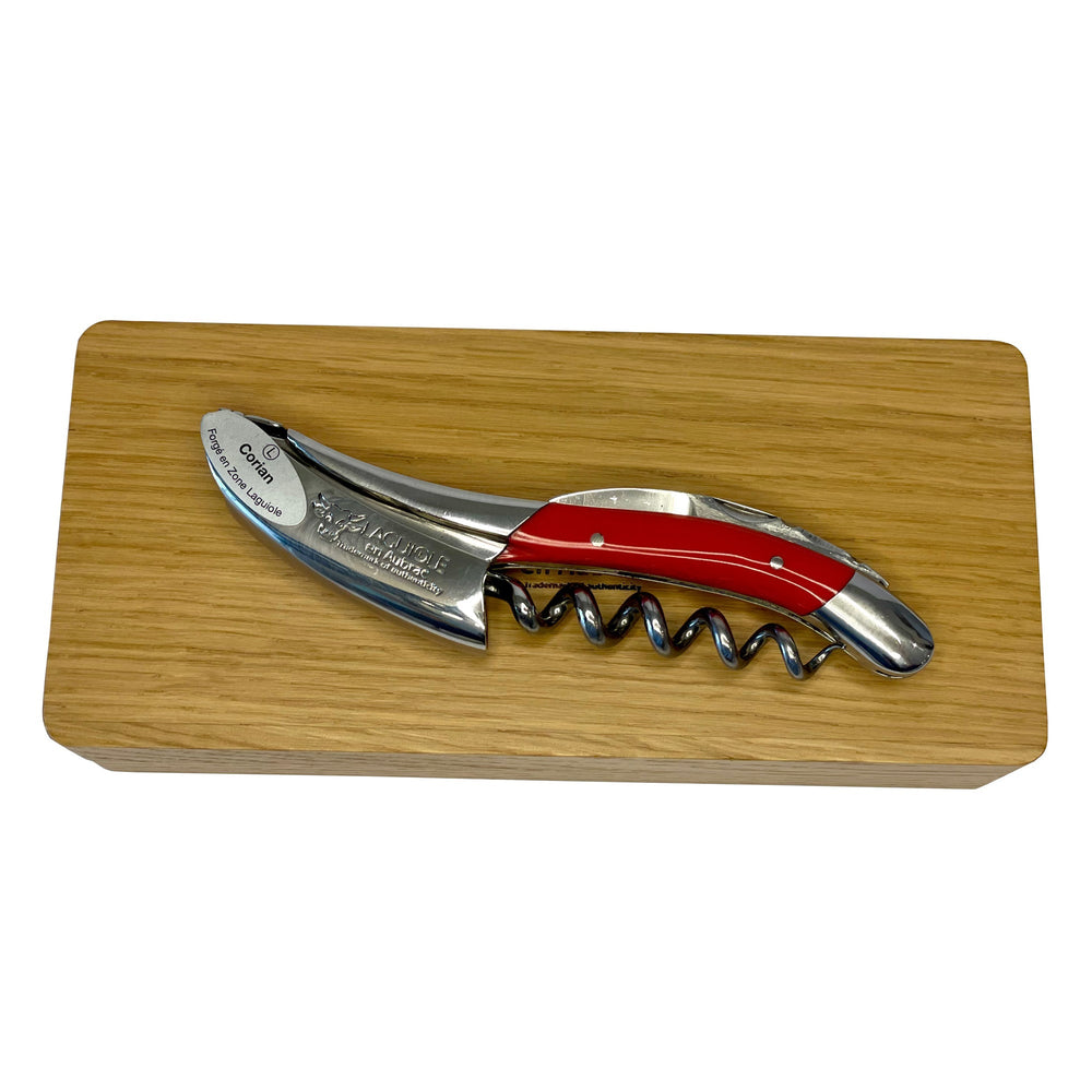 Laguiole En Aubrac Deluxe Sommelier Waiter's Corkscrew with Empire Red Corian Handle