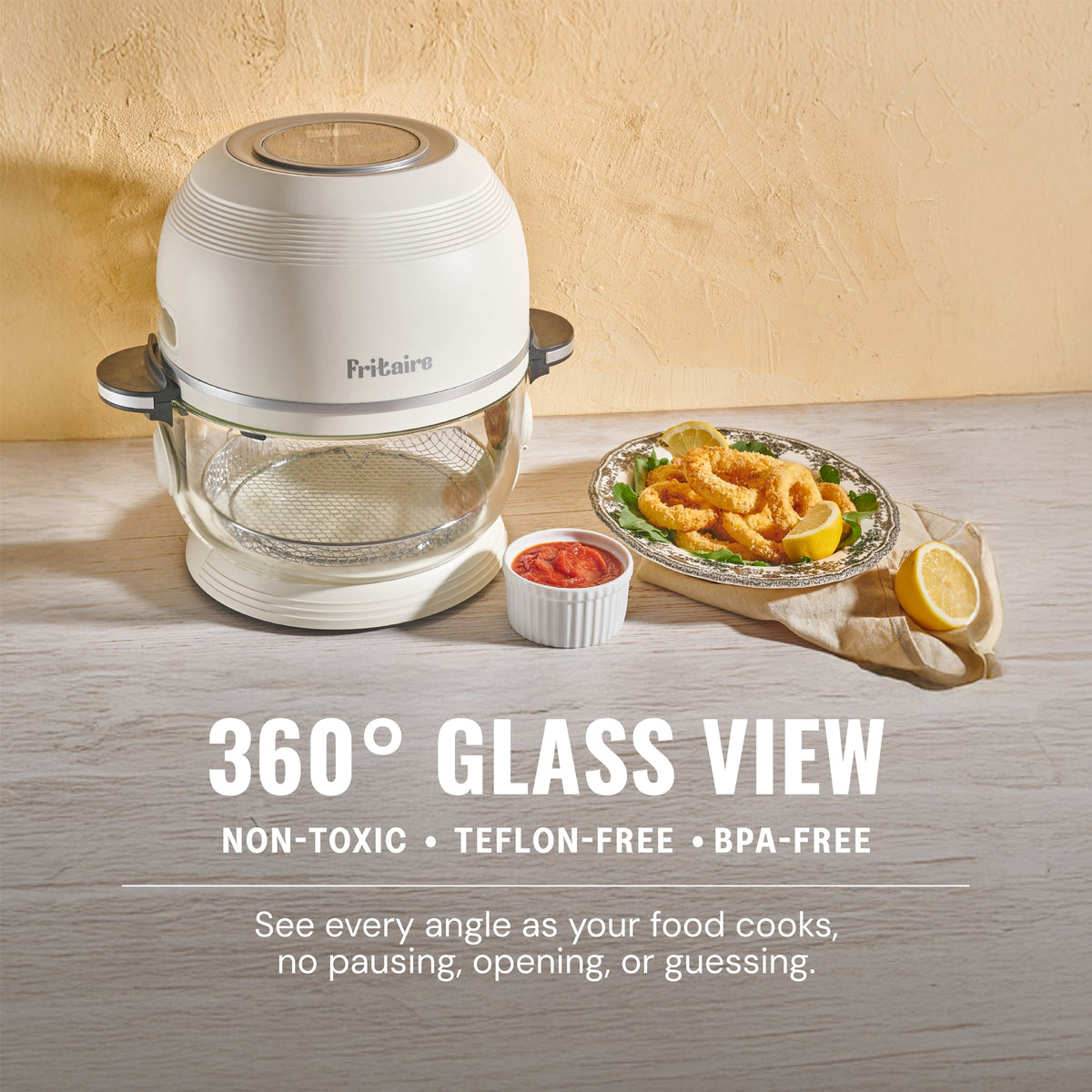 Fritaire Self-Cleaning Glass Bowl Air Fryer, 5-Qt, Lavender