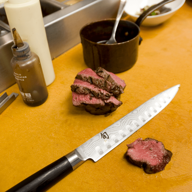 Shun Classic Slicing Knife with Hollow Edge Blade 9-in