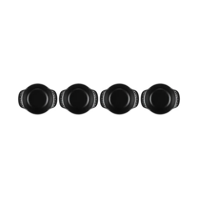 Le Creuset Gourmand Collection 4-Piece Mini Round Cocotte with Lid Set, 0.3-Quart, Matte Black
