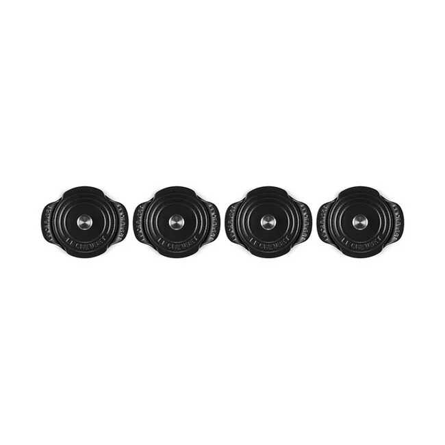 Le Creuset Gourmand Collection 4-Piece Mini Round Cocotte with Lid Set, 0.3-Quart, Matte Black