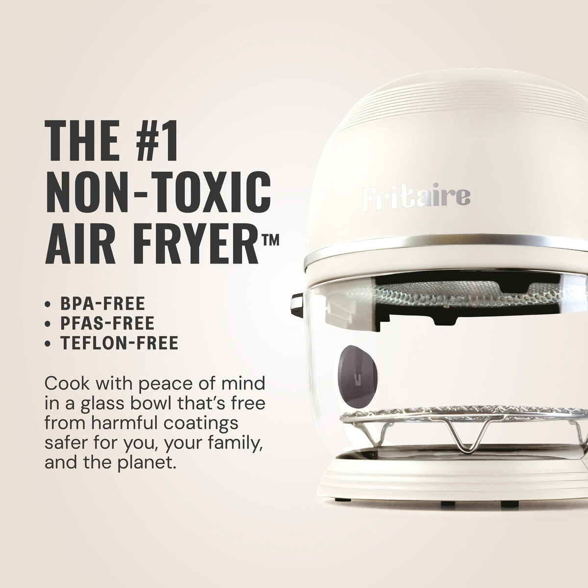 Fritaire Self-Cleaning Glass Bowl Air Fryer, 5-Qt, Lavender