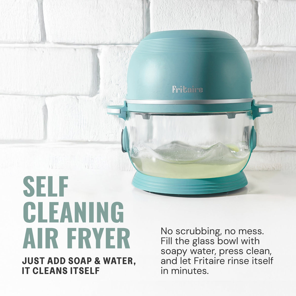 Fritaire Self-Cleaning Glass Bowl Air Fryer, 5-Qt, Lavender