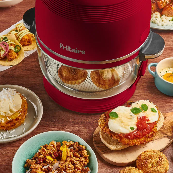 Fritaire Self-Cleaning Glass Bowl Air Fryer, 5-Qt, Cherry
