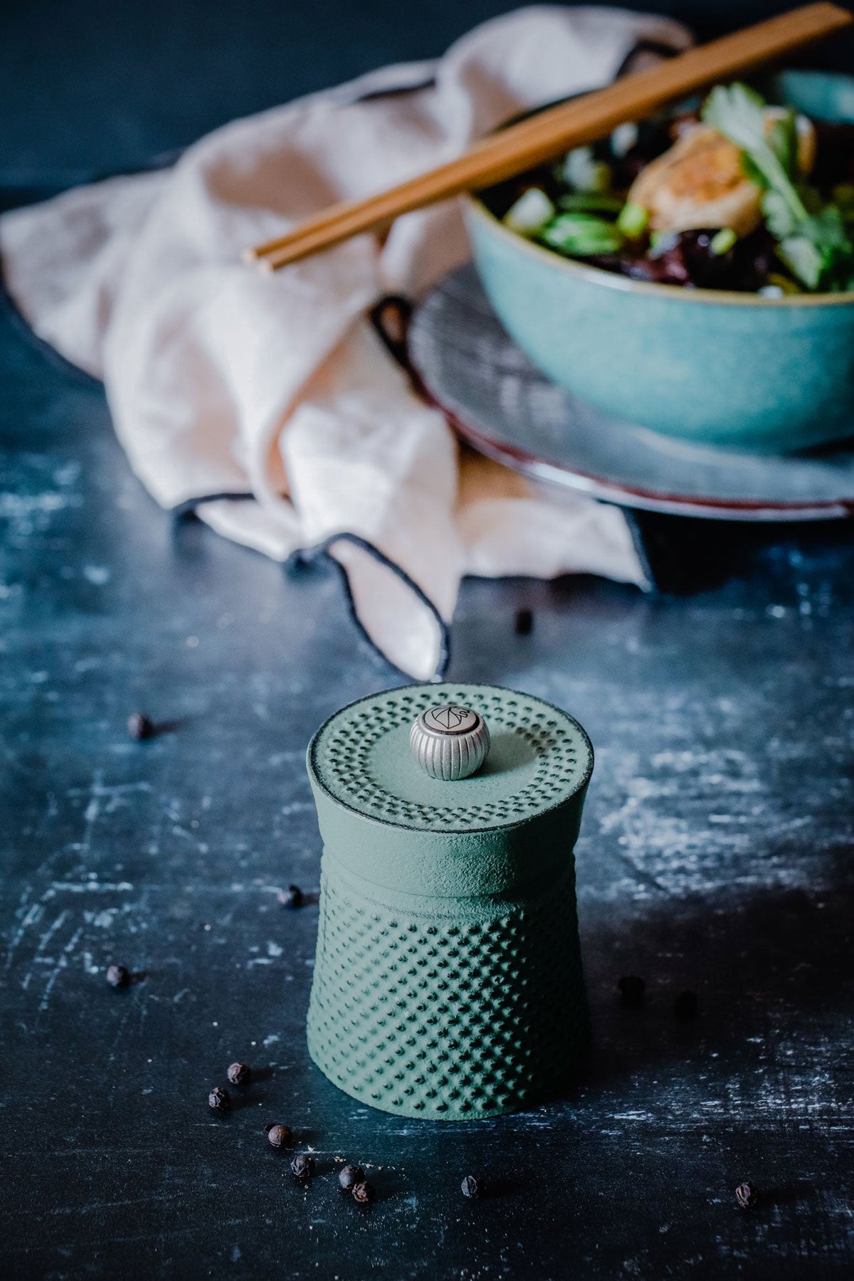 Peugeot Bali Fonte Cast Iron Pepper Mill, Celadon