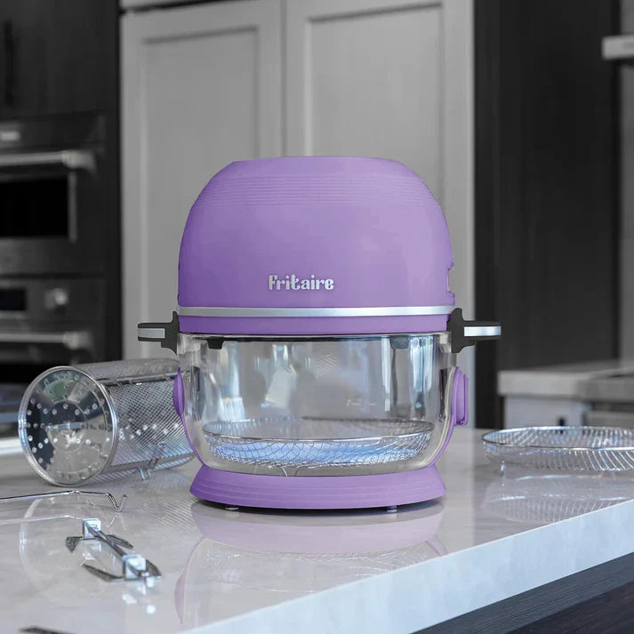 Fritaire Self-Cleaning Glass Bowl Air Fryer, 5-Qt, Lavender