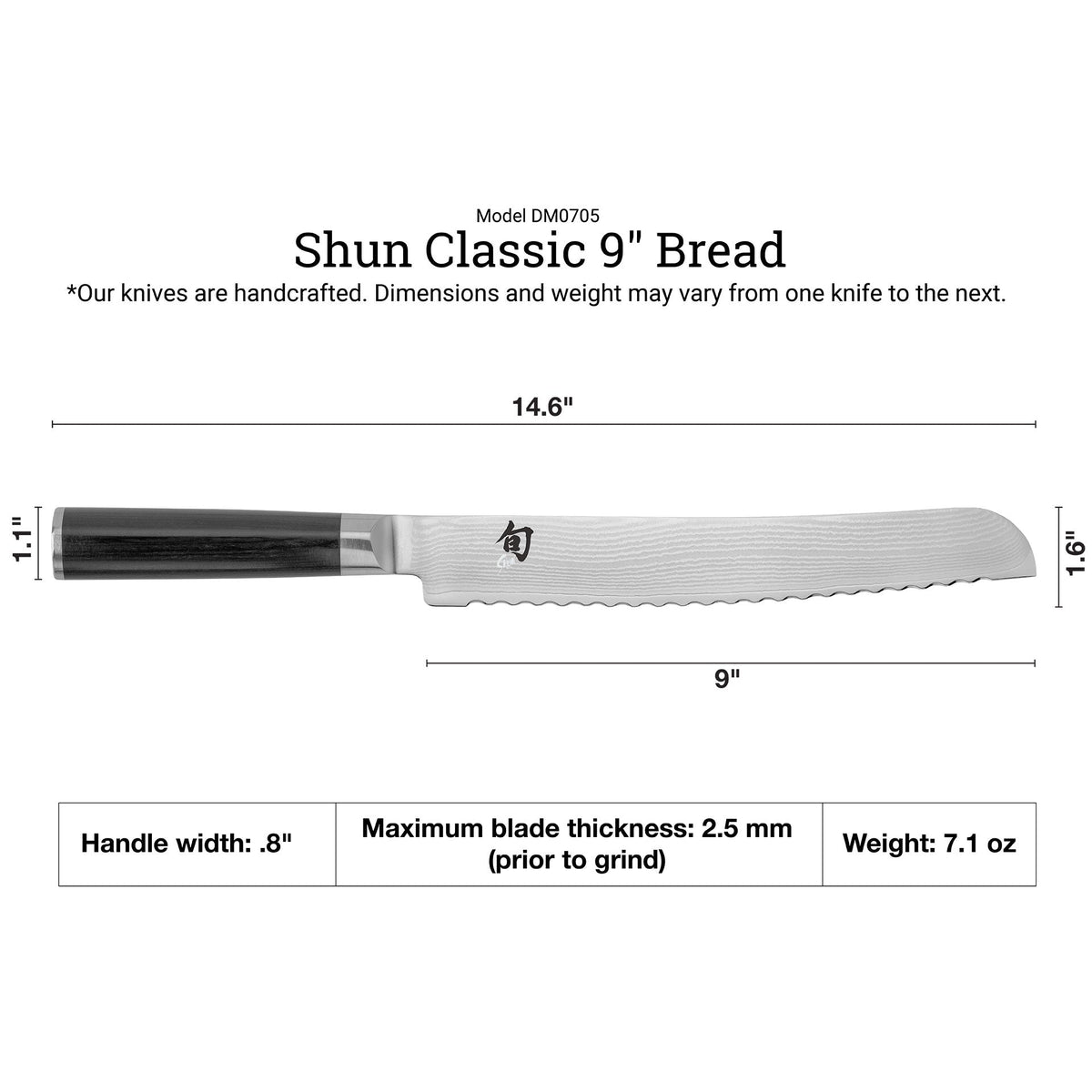 Shun Classic Bread Slicing Knife 9-in