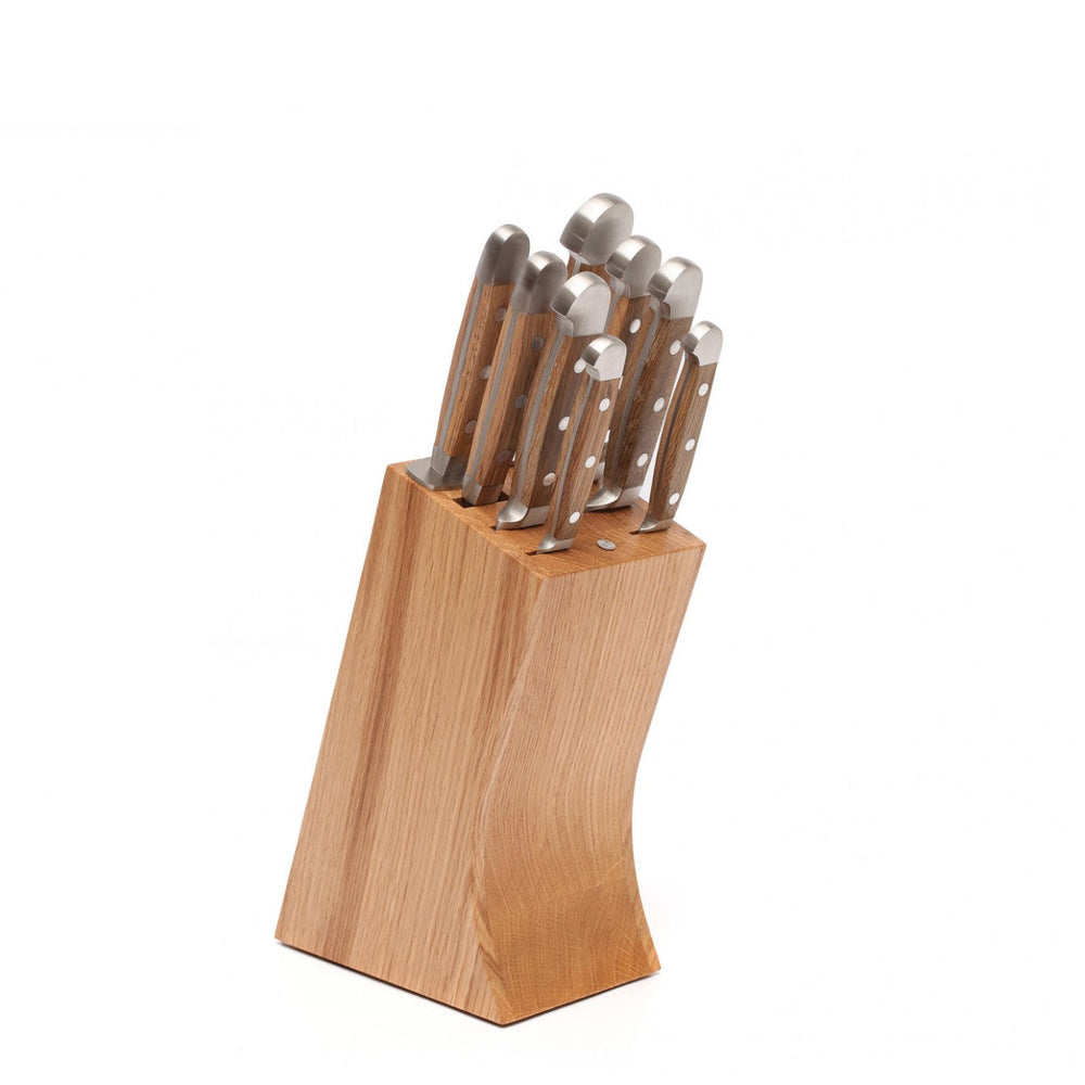 Gude Alpha Olive Series 9-Piece Knife Block Set, Olive Wood Handle
