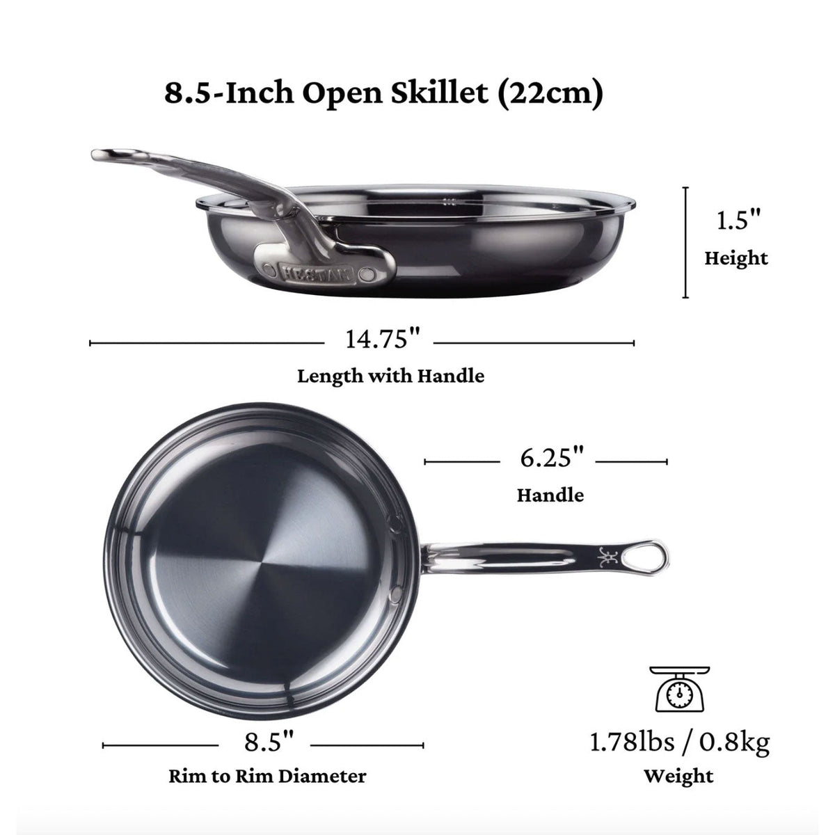 Hestan NanoBond Titanium Stainless Skillet Pan, 8.5-in