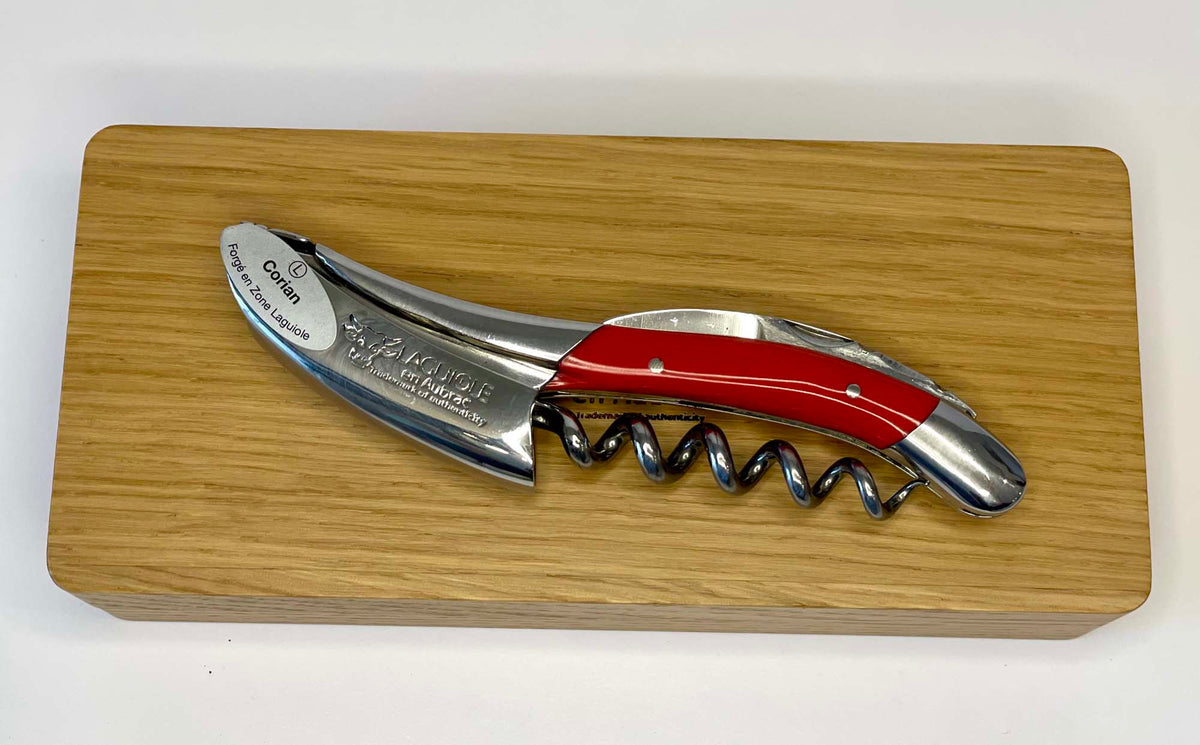 Laguiole En Aubrac Deluxe Sommelier Waiter's Corkscrew with Empire Red Corian Handle