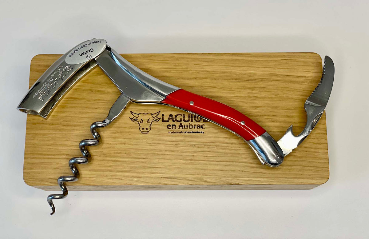 Laguiole En Aubrac Deluxe Sommelier Waiter's Corkscrew with Empire Red Corian Handle
