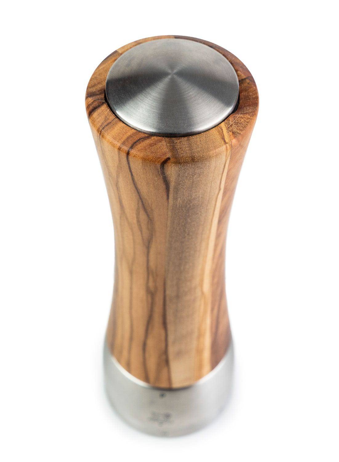 Peugeot Madras Olive Wood & Stainless Salt Mill, 8-in