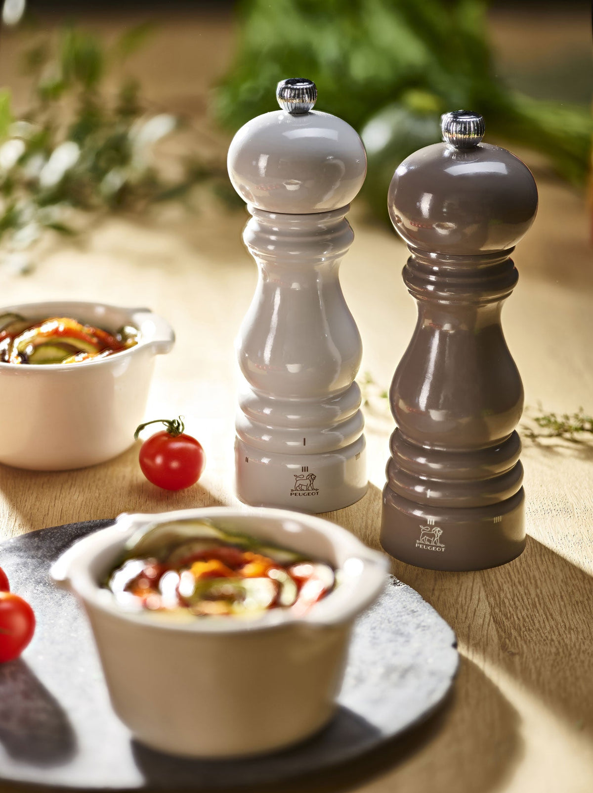 Peugeot Paris u'Select Pepper & Salt Mill Set 7-in, Taupé and Pearl Grey - Gift Boxed