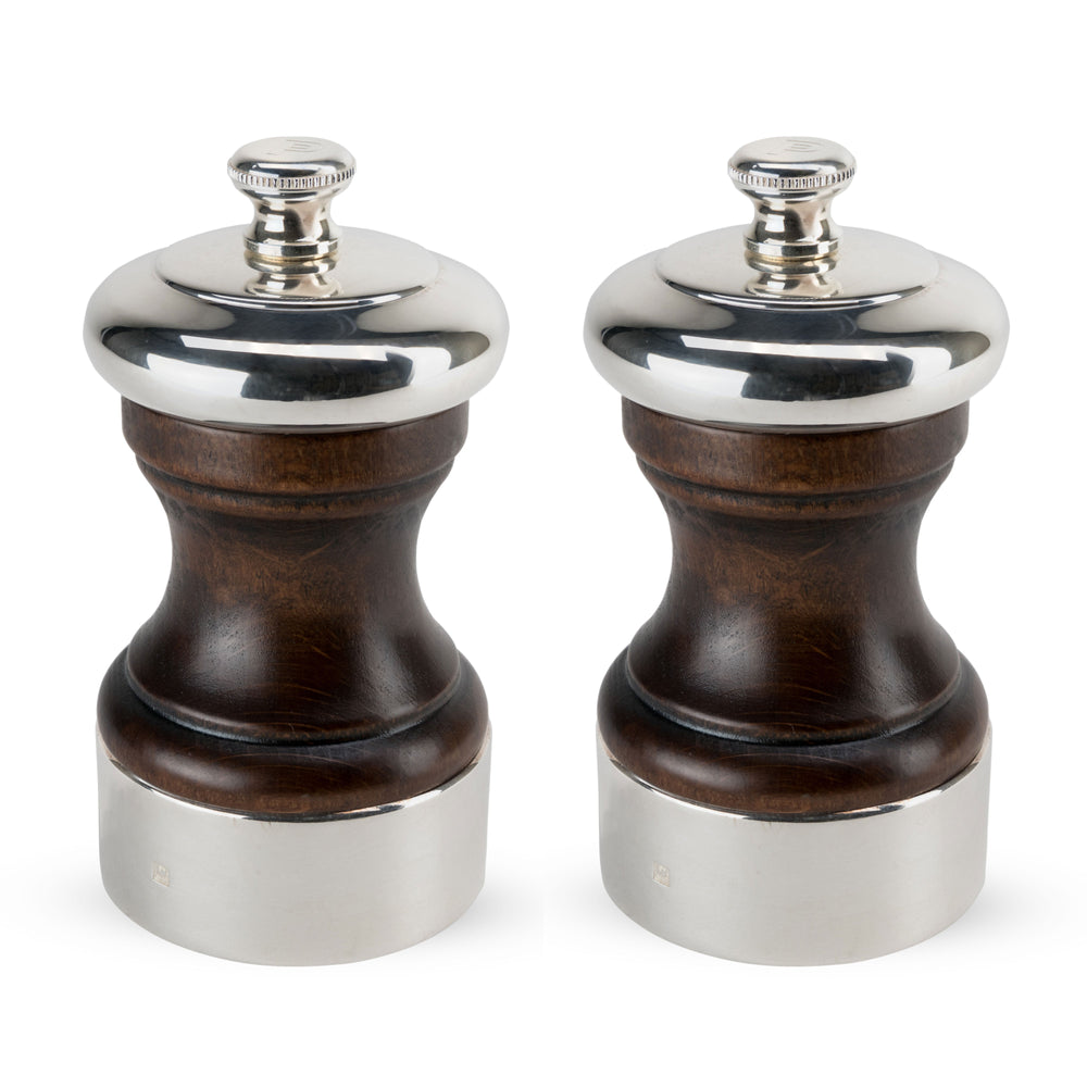Peugeot Palace Silverplate & Aged Wood Pepper & Salt Mill Set, 4-in