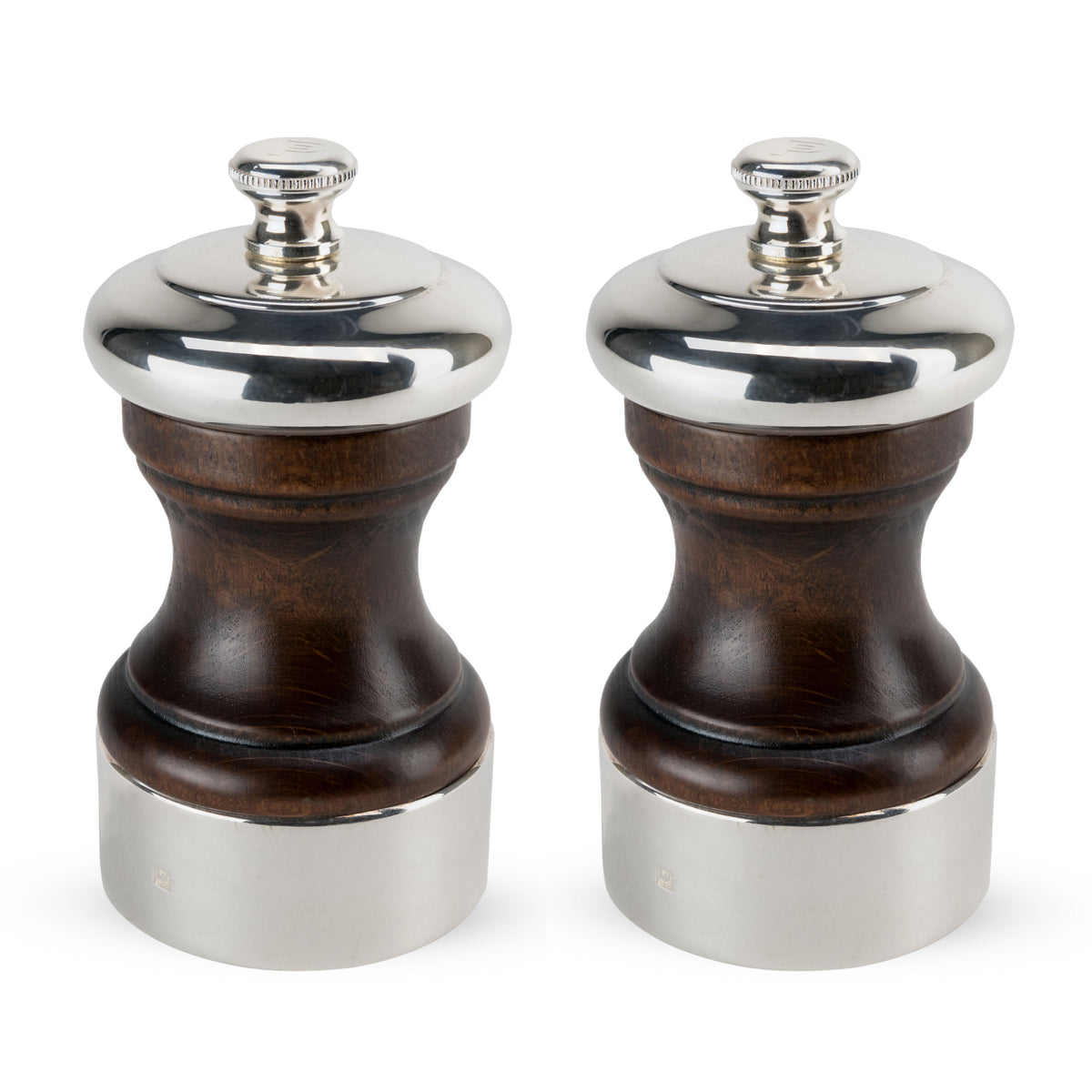 Peugeot Palace Silverplate & Aged Wood Pepper & Salt Mill Set, 4-in