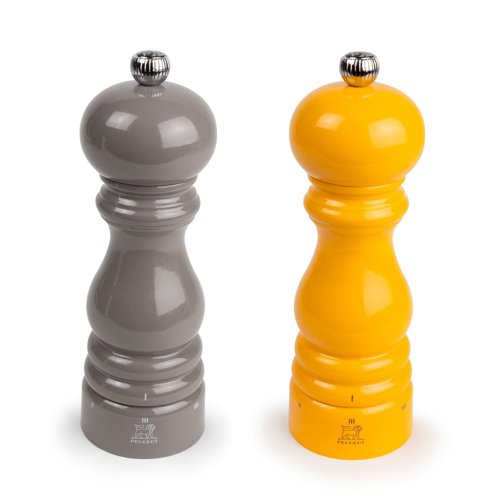Peugeot Paris u'Select Pepper & Salt Mill Set 7-in, Grey Taupé and Saffron - Gift Boxed