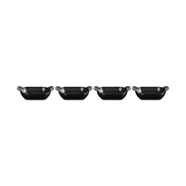 Le Creuset Gourmand Collection 4-Piece Mini Rectangular Baker Set, 0.3-Quart, Matte Black