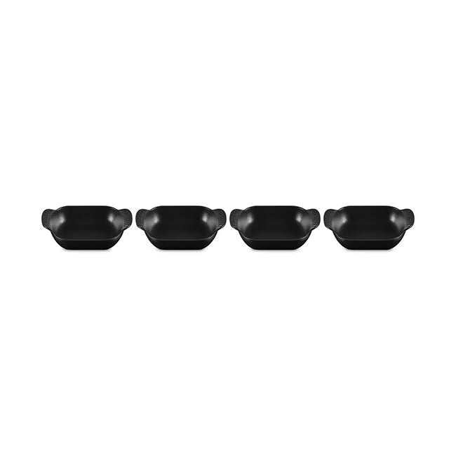 Le Creuset Gourmand Collection 4-Piece Mini Rectangular Baker Set, 0.3-Quart, Matte Black