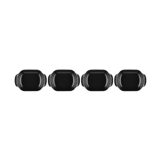 Le Creuset Gourmand Collection 4-Piece Mini Rectangular Baker Set, 0.3-Quart, Matte Black