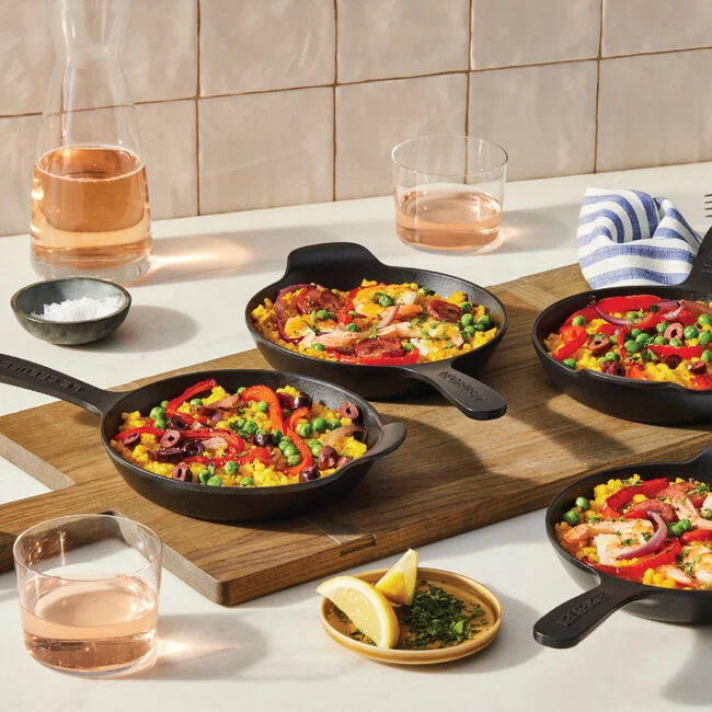 Le Creuset Gourmand Collection 4-Piece Mini Skillet Set, 0.3-Quart, Matte Black