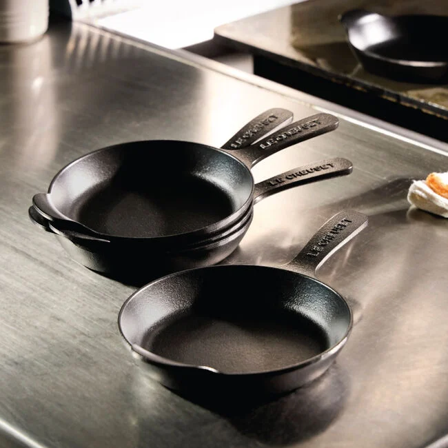 Le Creuset Gourmand Collection 4-Piece Mini Skillet Set, 0.3-Quart, Matte Black