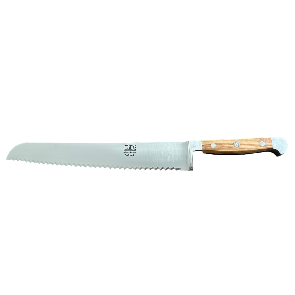 Gude Franz Güde Series Bread Knife with Olive Wood Handle Ambidextrous, 12-in