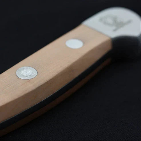 Gude Alpha Pear Series Forged Double Bolster Carving Knife With Pear Wood Handle, 8-in