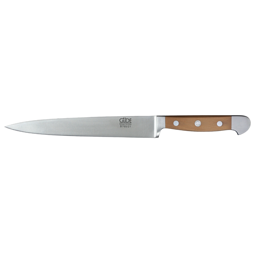 Gude Alpha Pear Series Forged Double Bolster Carving Knife With Pear Wood Handle, 8-in