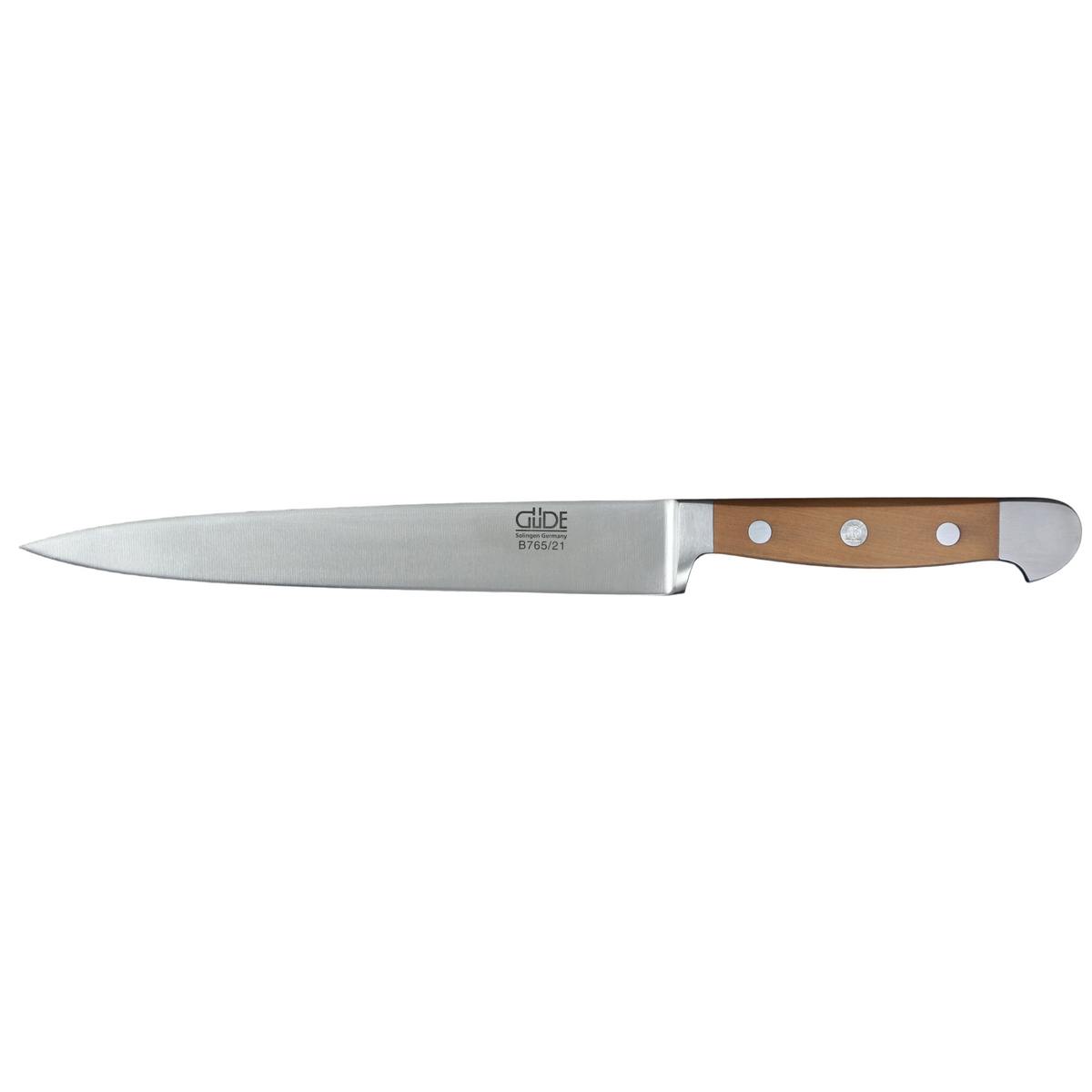 Gude Alpha Pear Series Forged Double Bolster Carving Knife With Pear Wood Handle, 8-in