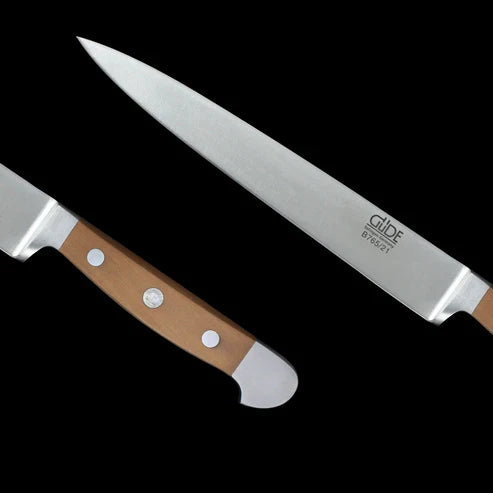 Gude Alpha Pear Series Forged Double Bolster Carving Knife With Pear Wood Handle, 8-in